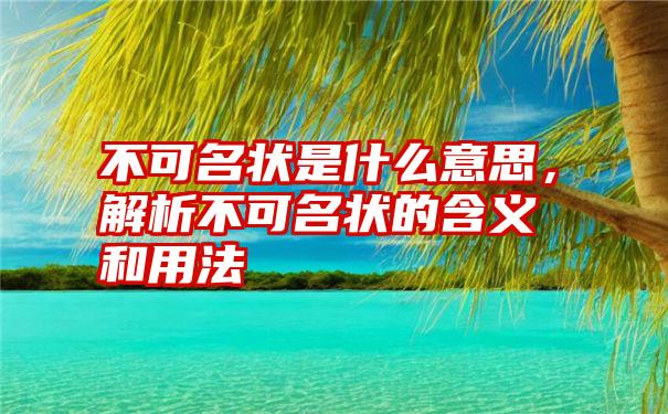 不可名状是什么意思，解析不可名状的含义和用法