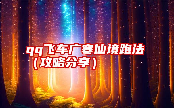 qq飞车广寒仙境跑法（攻略分享）