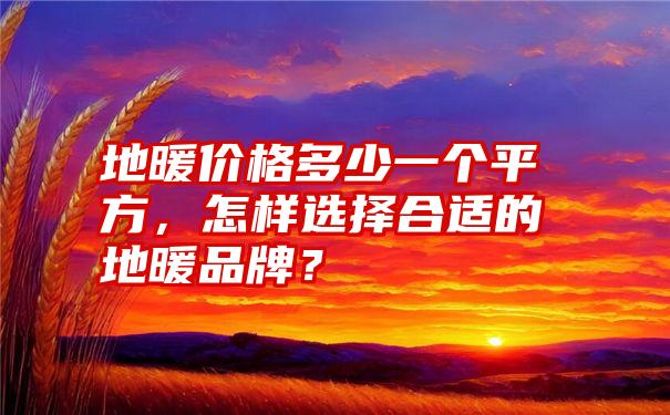 地暖价格多少一个平方，怎样选择合适的地暖品牌？