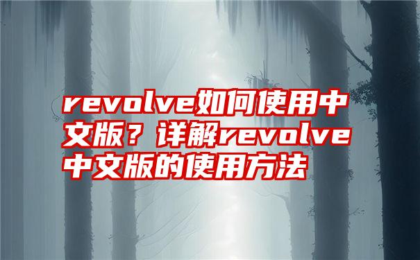 revolve如何使用中文版？详解revolve中文版的使用方法