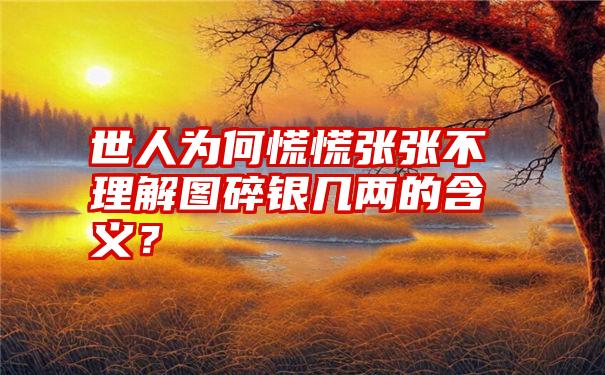 世人为何慌慌张张不理解图碎银几两的含义？