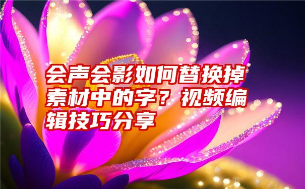 会声会影如何替换掉素材中的字？视频编辑技巧分享