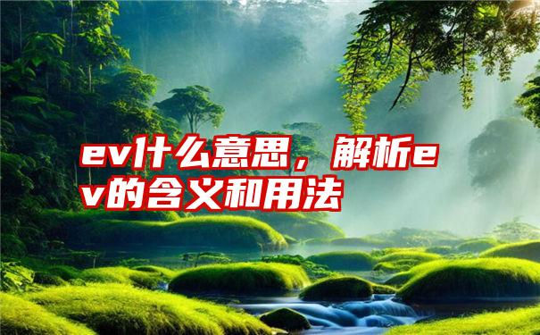 ev什么意思，解析ev的含义和用法