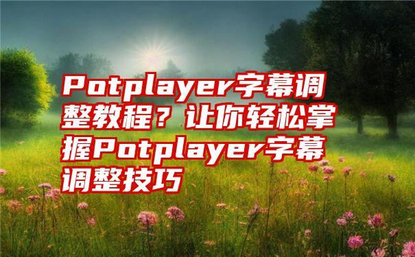 Potplayer字幕调整教程？让你轻松掌握Potplayer字幕调整技巧