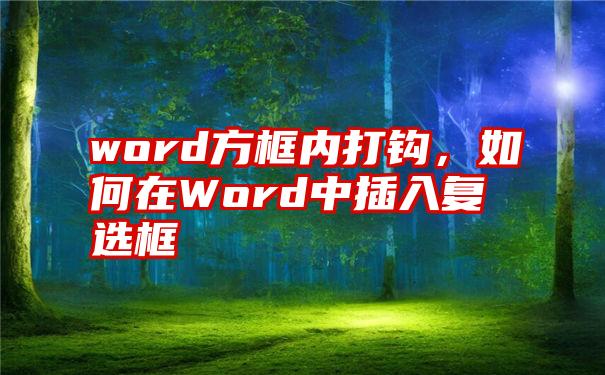 word方框内打钩，如何在Word中插入复选框