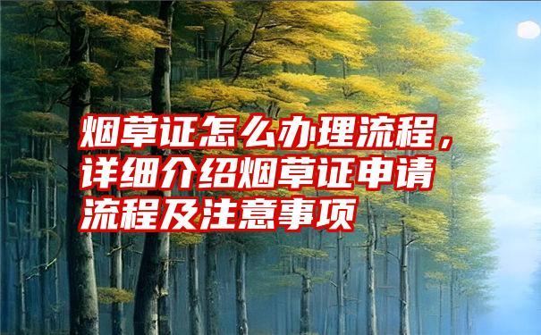 烟草证怎么办理流程，详细介绍烟草证申请流程及注意事项