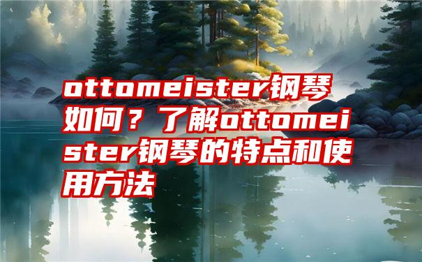 ottomeister钢琴如何？了解ottomeister钢琴的特点和使用方法