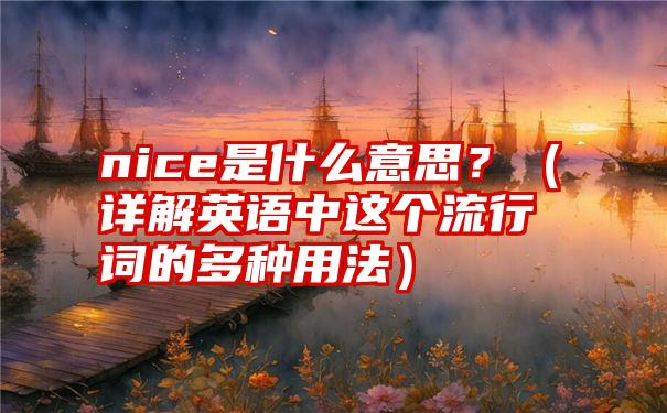 nice是什么意思？（详解英语中这个流行词的多种用法）