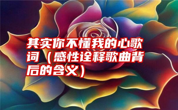 其实你不懂我的心歌词（感性诠释歌曲背后的含义）