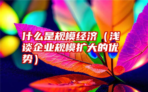 什么是规模经济（浅谈企业规模扩大的优势）