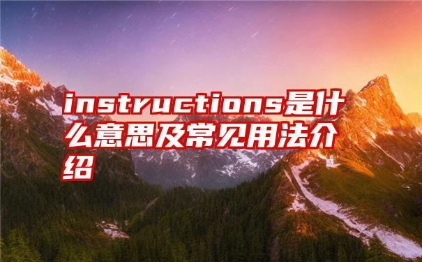 instructions是什么意思及常见用法介绍