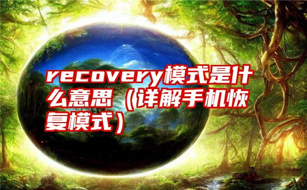 recovery模式是什么意思（详解手机恢复模式）