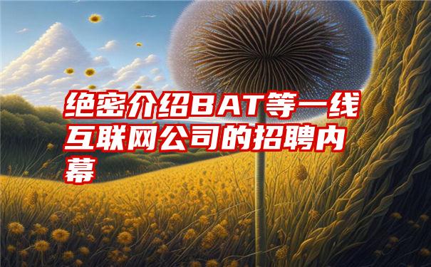 绝密介绍BAT等一线互联网公司的招聘内幕