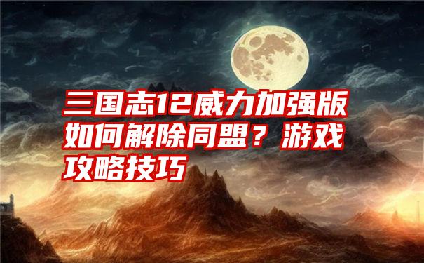 三国志12威力加强版如何解除同盟？游戏攻略技巧