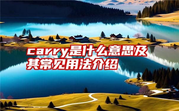 carry是什么意思及其常见用法介绍