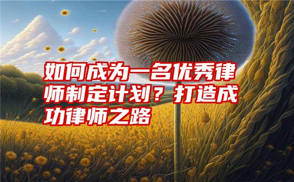 如何成为一名优秀律师制定计划？打造成功律师之路