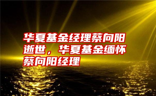 华夏基金经理蔡向阳逝世，华夏基金缅怀蔡向阳经理