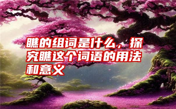 瞧的组词是什么，探究瞧这个词语的用法和意义