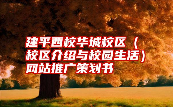 建平西校华城校区（校区介绍与校园生活）网站推广策划书