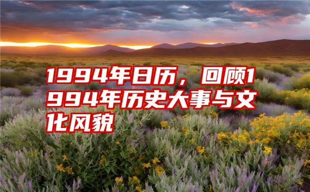 1994年日历，回顾1994年历史大事与文化风貌