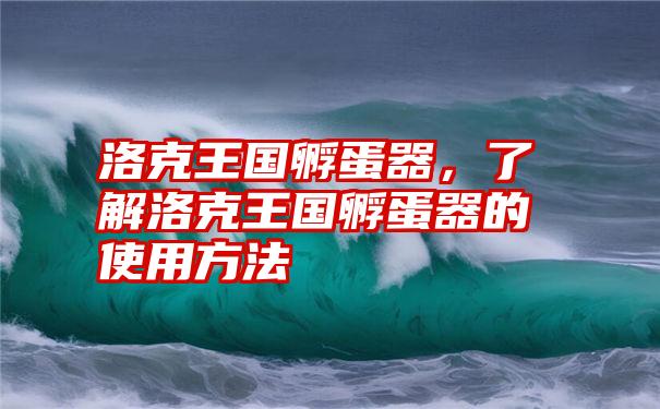 洛克王国孵蛋器，了解洛克王国孵蛋器的使用方法