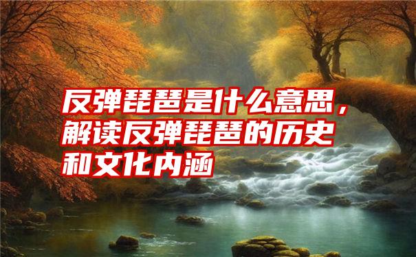 反弹琵琶是什么意思，解读反弹琵琶的历史和文化内涵