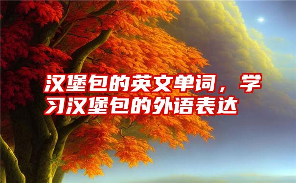 汉堡包的英文单词，学习汉堡包的外语表达