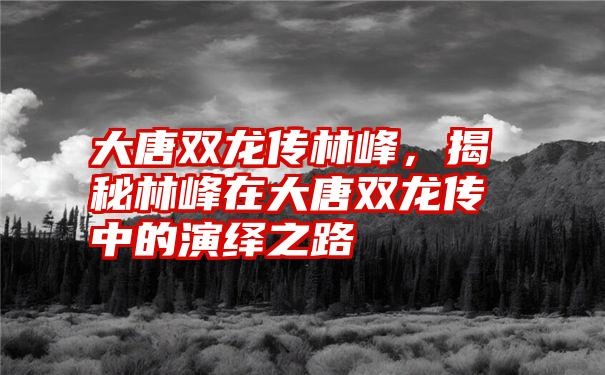 大唐双龙传林峰，揭秘林峰在大唐双龙传中的演绎之路