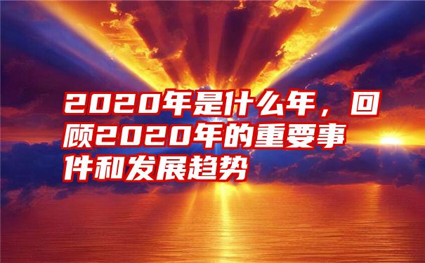 2020年是什么年，回顾2020年的重要事件和发展趋势