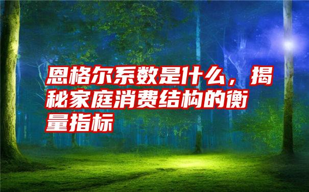 恩格尔系数是什么，揭秘家庭消费结构的衡量指标