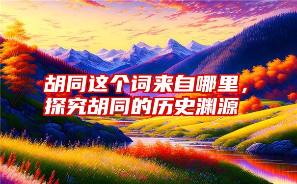 胡同这个词来自哪里，探究胡同的历史渊源