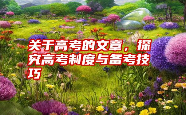 关于高考的文章，探究高考制度与备考技巧