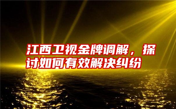 江西卫视金牌调解，探讨如何有效解决纠纷