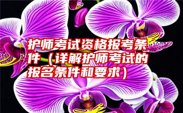 护师考试资格报考条件（详解护师考试的报名条件和要求）