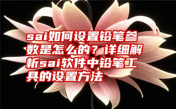 sai如何设置铅笔参数是怎么的？详细解析sai软件中铅笔工具的设置方法