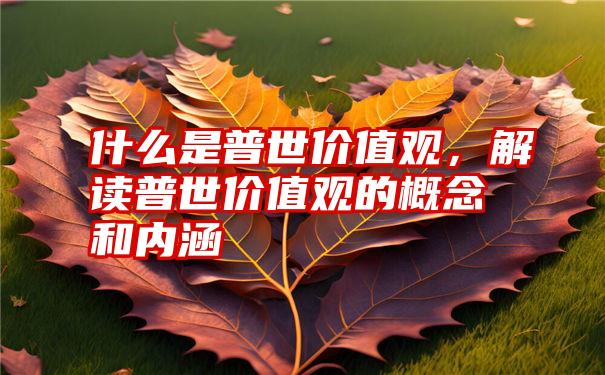 什么是普世价值观，解读普世价值观的概念和内涵