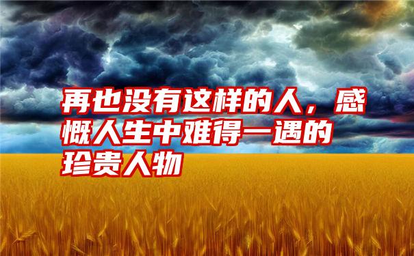 再也没有这样的人，感慨人生中难得一遇的珍贵人物