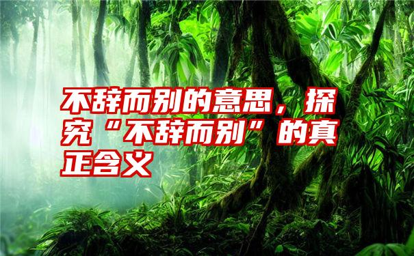 不辞而别的意思，探究“不辞而别”的真正含义