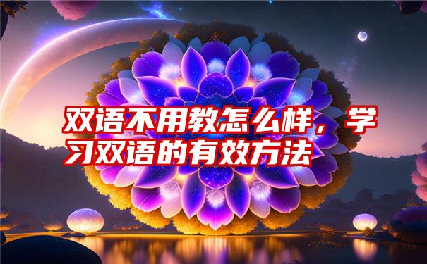 双语不用教怎么样，学习双语的有效方法