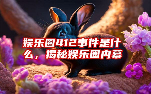 娱乐圈412事件是什么，揭秘娱乐圈内幕