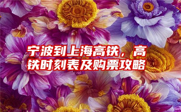 宁波到上海高铁，高铁时刻表及购票攻略