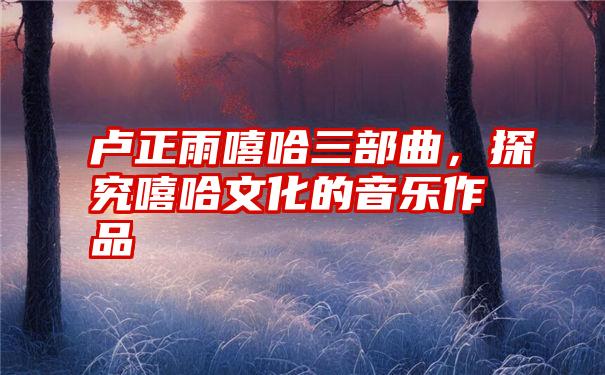 卢正雨嘻哈三部曲，探究嘻哈文化的音乐作品