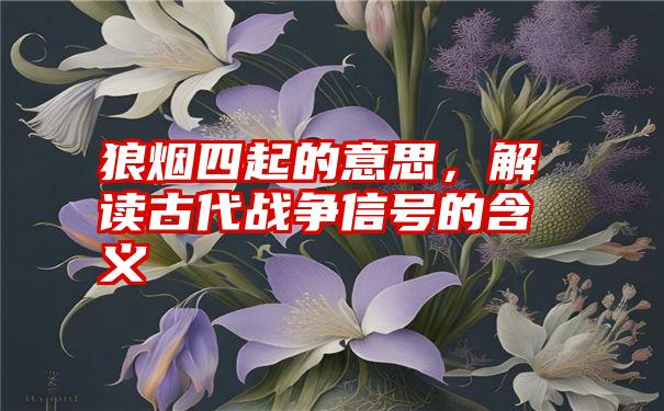 狼烟四起的意思，解读古代战争信号的含义