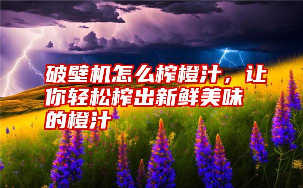 破壁机怎么榨橙汁，让你轻松榨出新鲜美味的橙汁