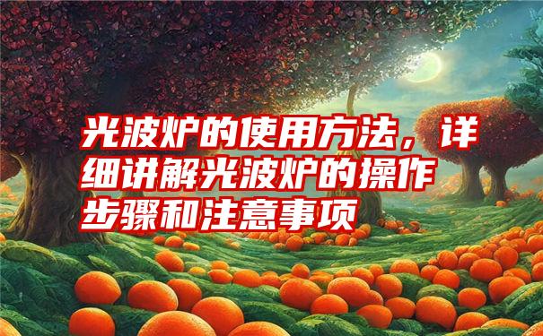 光波炉的使用方法，详细讲解光波炉的操作步骤和注意事项