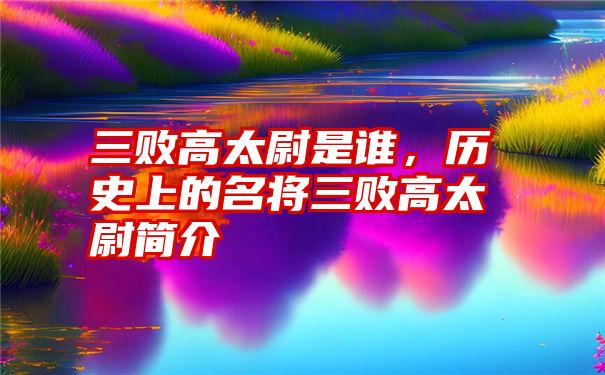 三败高太尉是谁，历史上的名将三败高太尉简介