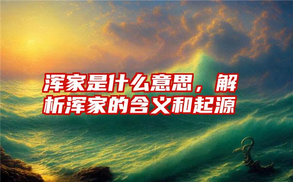 浑家是什么意思，解析浑家的含义和起源