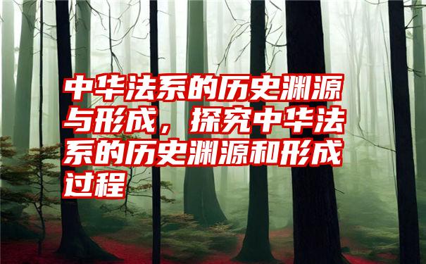 中华法系的历史渊源与形成，探究中华法系的历史渊源和形成过程