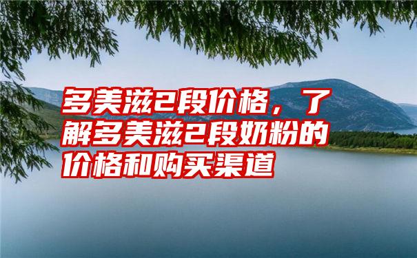 多美滋2段价格，了解多美滋2段奶粉的价格和购买渠道