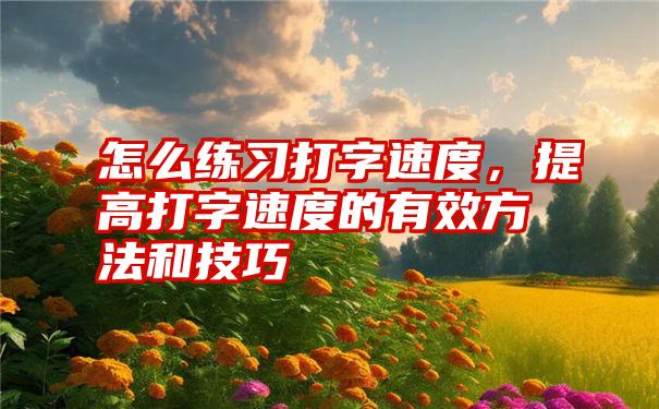 怎么练习打字速度，提高打字速度的有效方法和技巧